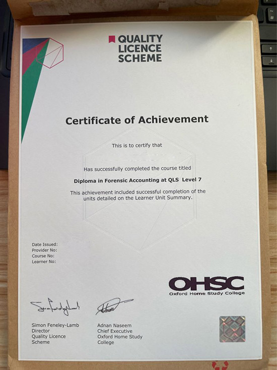 Judicial Accounting Level 7 IQUALITY LICENCE SCHEME Diploma Certificate