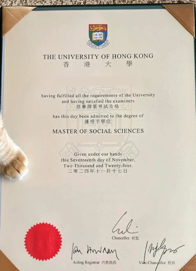 Sample of the Sociology Degree from The Hong Kong University of Science and Technology in 2024