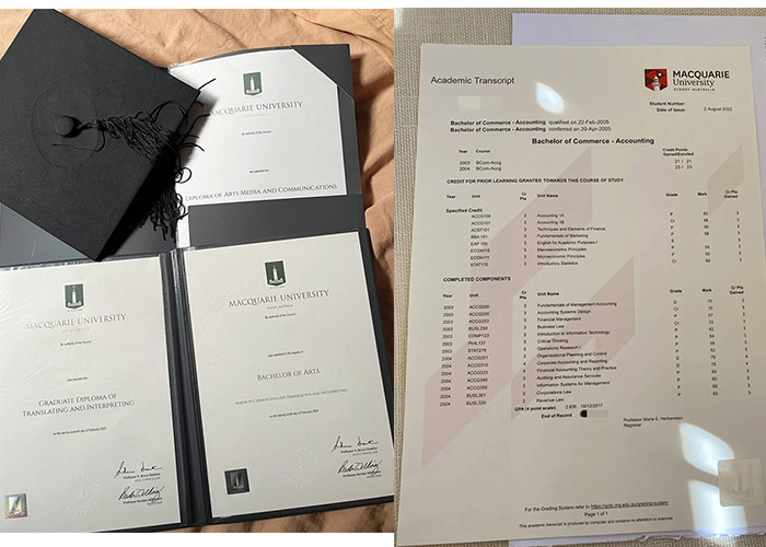 Macquarie University Degree and Transcript Sample