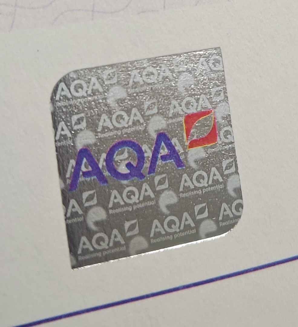 2023 AQA GCE Certificate sample
