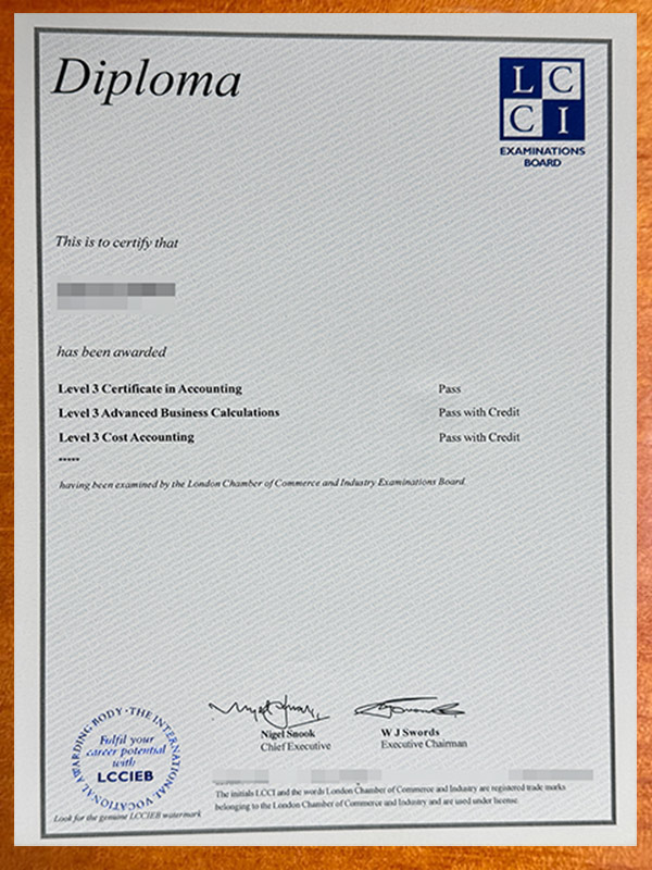 LCCI Certificates Samples