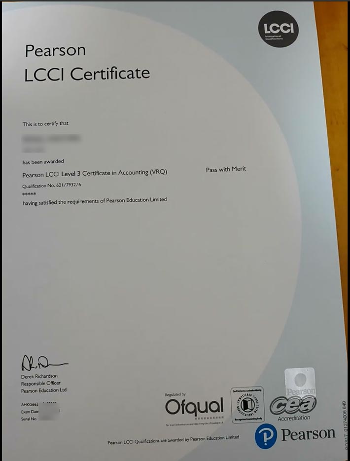 LCCI Certificates Samples