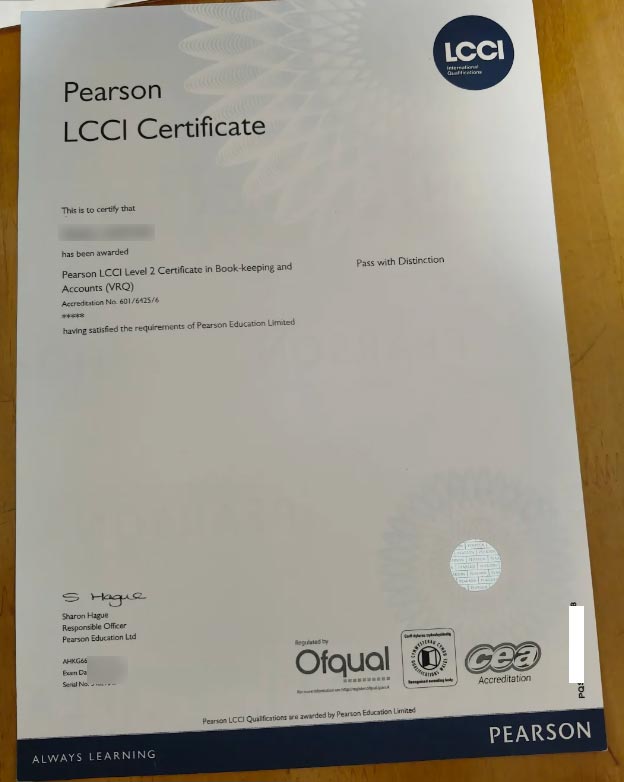 LCCI Certificates Samples