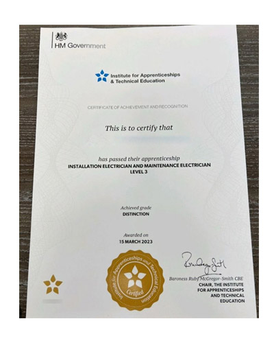  Electrical Installation and Maintenance Level 3 Ce