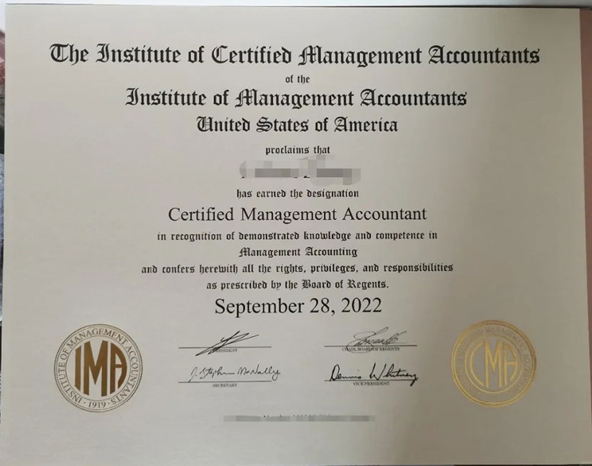 2022 CMA Certificate Sample