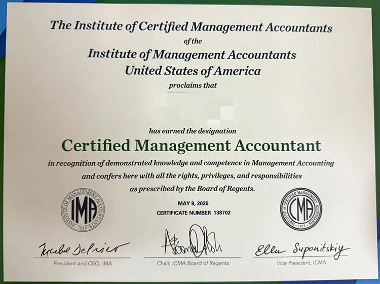 2025 CMA Certificate Sample