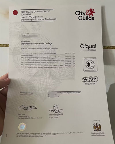 Various samples of city and guilds certificates of 