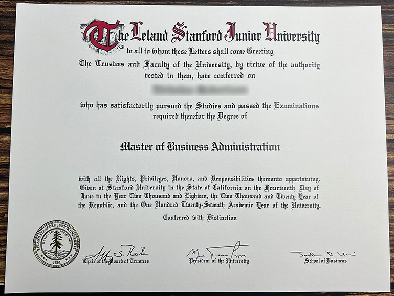 Sample of Stanford University degree