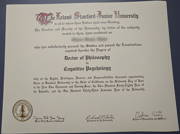 Sample of Stanford University degrees
