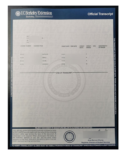 Where to Buy UC Berkeley official transcript