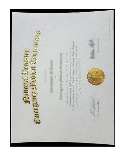 Fake NREMT Certificate Sample，National Emergency Medical Technology Certificate