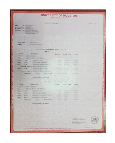 Where to buy fake University of Houston Transcript-U of H Transcript Certificate