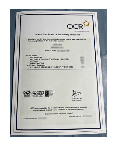 What does having a GCSE OCR certificate mean?